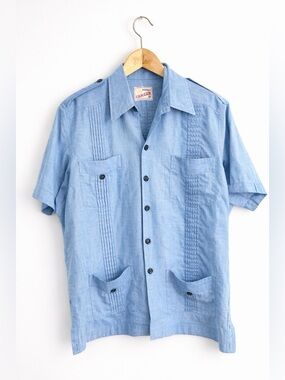 Vintage 1970s Can-Cun Guayabera Shirt  - Size 42